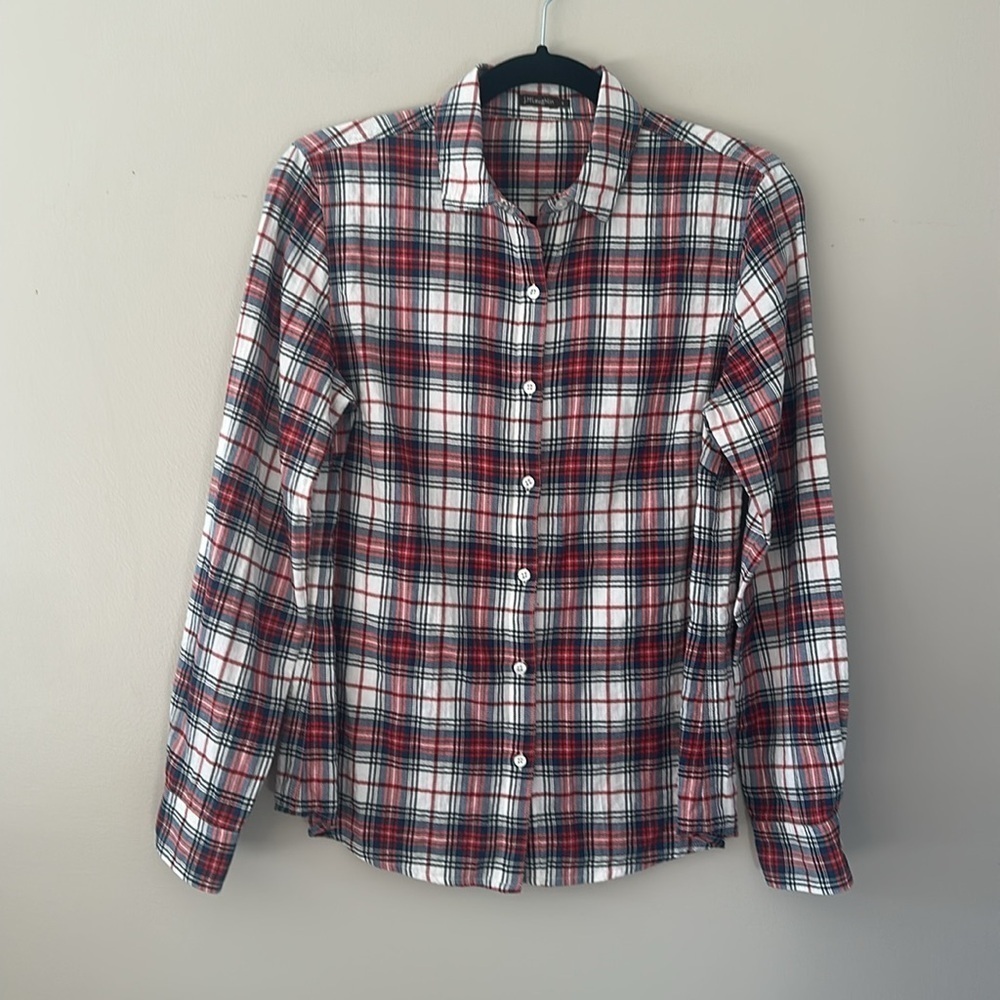 J. McLaughlin Womens Plaid Long Sleeve Button Up Shirt Sz 4 Preppy Classic Rodeo